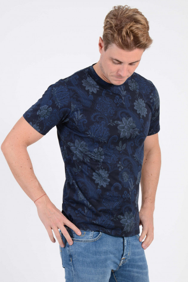 Etro T-Shirt in Navy gemustert