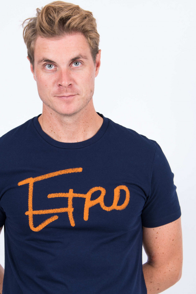 Etro T-Shirt mit Schriftzug in Navy