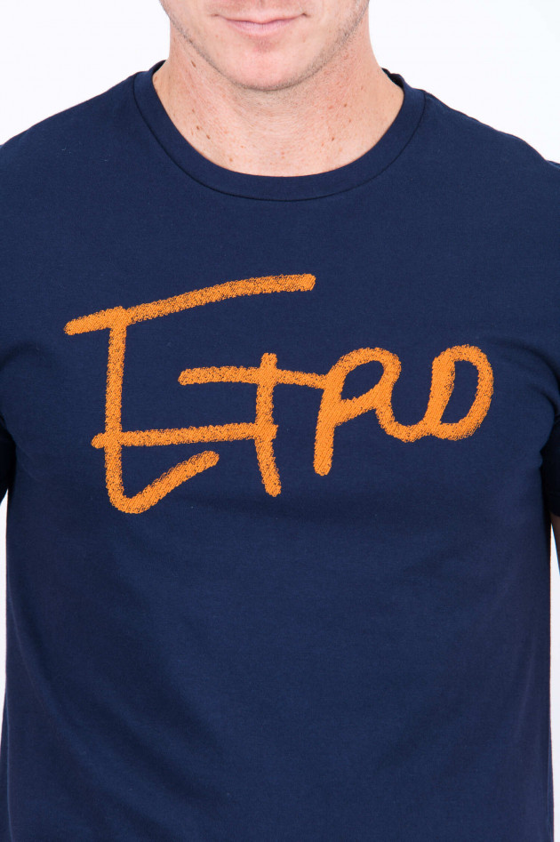 Etro T-Shirt mit Schriftzug in Navy