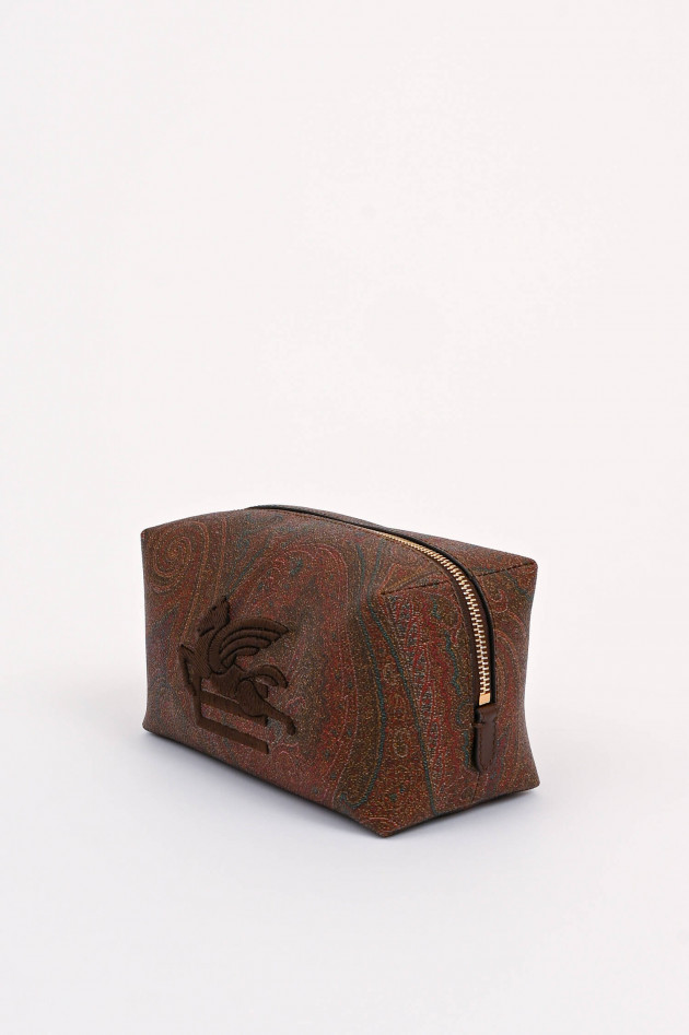Etro Kosmetiktasche mit Paisley Print in Braun