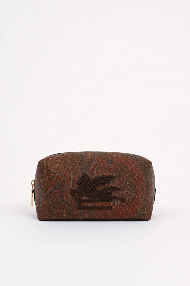 Etro Kosmetiktasche mit Paisley Print in Braun