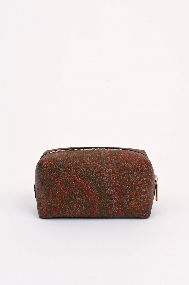 Etro Kosmetiktasche mit Paisley Print in Braun