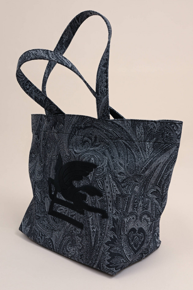 Etro Jacquard-Shopper in Grau/Weiß gemustert