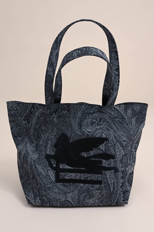 Etro Jacquard-Shopper in Grau/Weiß gemustert