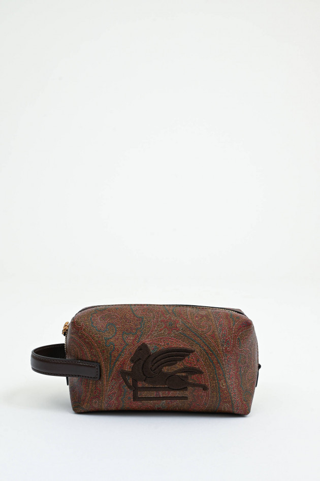 Etro Kosmetiktasche mit Paisley-Print in Braun