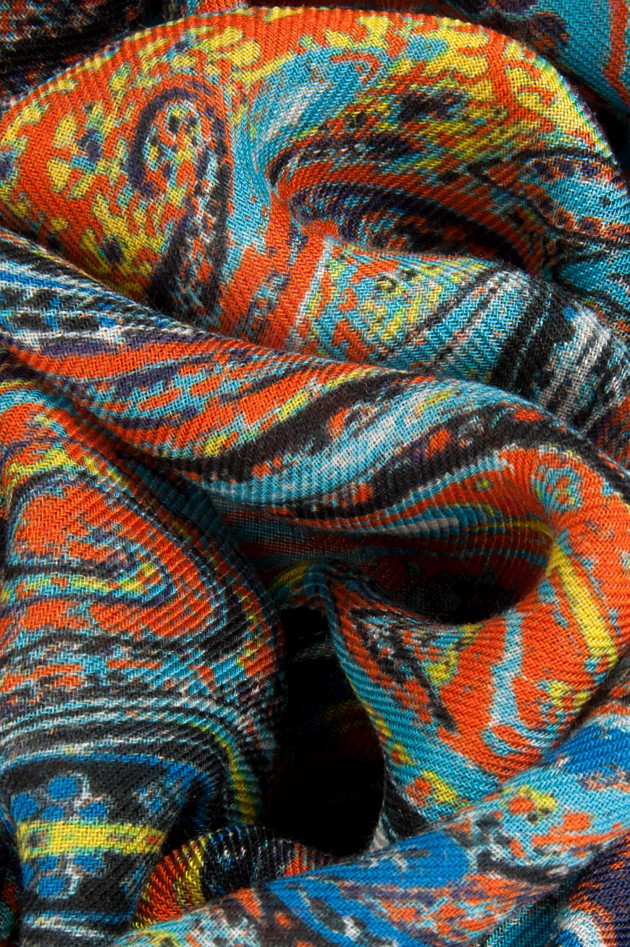 Etro Schal in Blau/Ornage gemustert