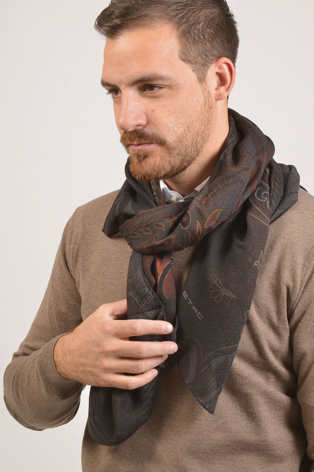 Etro Schal in Rot/Schwarz gemustert