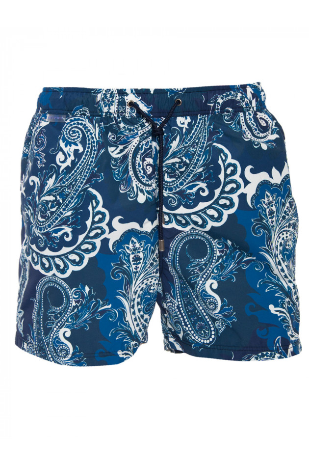 Badeshorts Blau/Weiß mit Paisleyprint