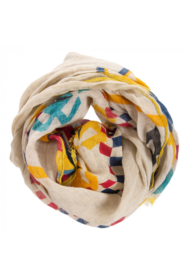 Schal Beige mit Print
