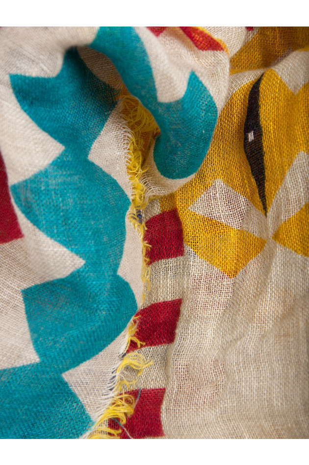 Schal Beige mit Print