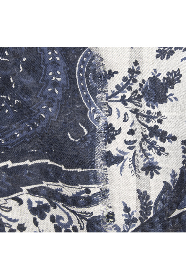 Etro Schal Blau/Natur gemustert