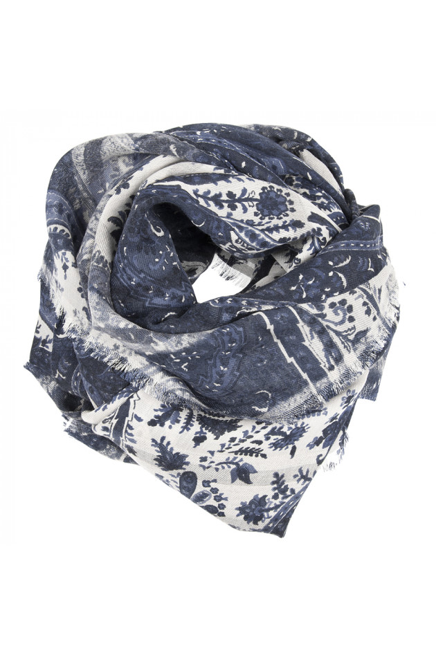 Etro Schal Blau/Natur gemustert
