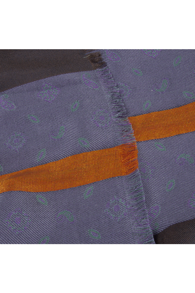Etro Seidenschal Braun/Violett/Orange gemustert