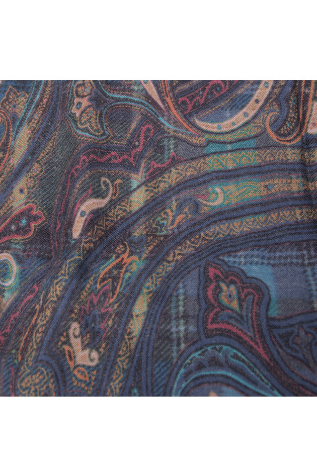 Etro Cashmereschal in Blau gemustert