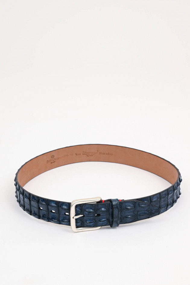 Fausto Colato Gürtel aus Krokoleder in Navy