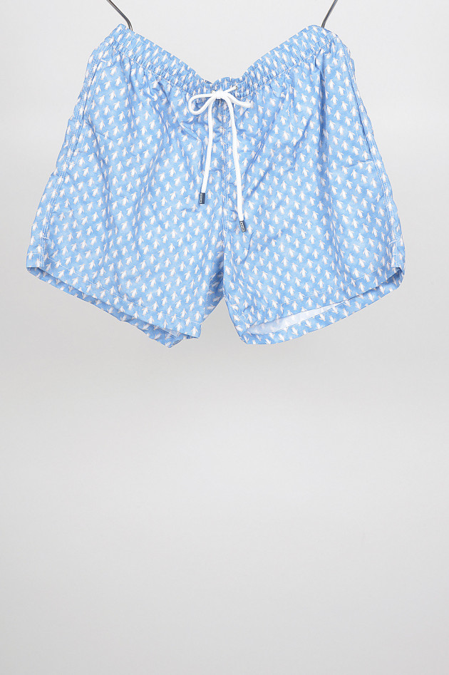 Fedeli Badehose mit Pinguin - Print in Hellblau