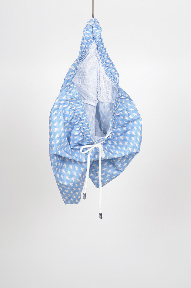 Fedeli Badehose mit Pinguin - Print in Hellblau
