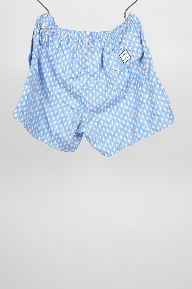 Fedeli Badehose mit Pinguin - Print in Hellblau