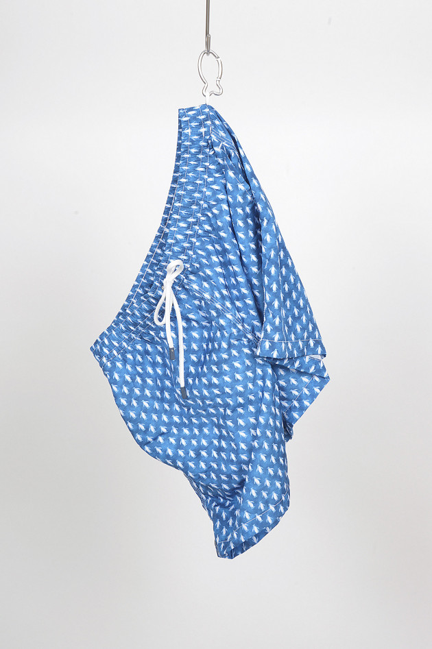 Fedeli Badehose mit Pinguin - Print in Blau