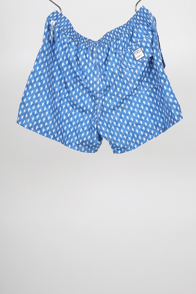 Fedeli Badehose mit Pinguin - Print in Blau