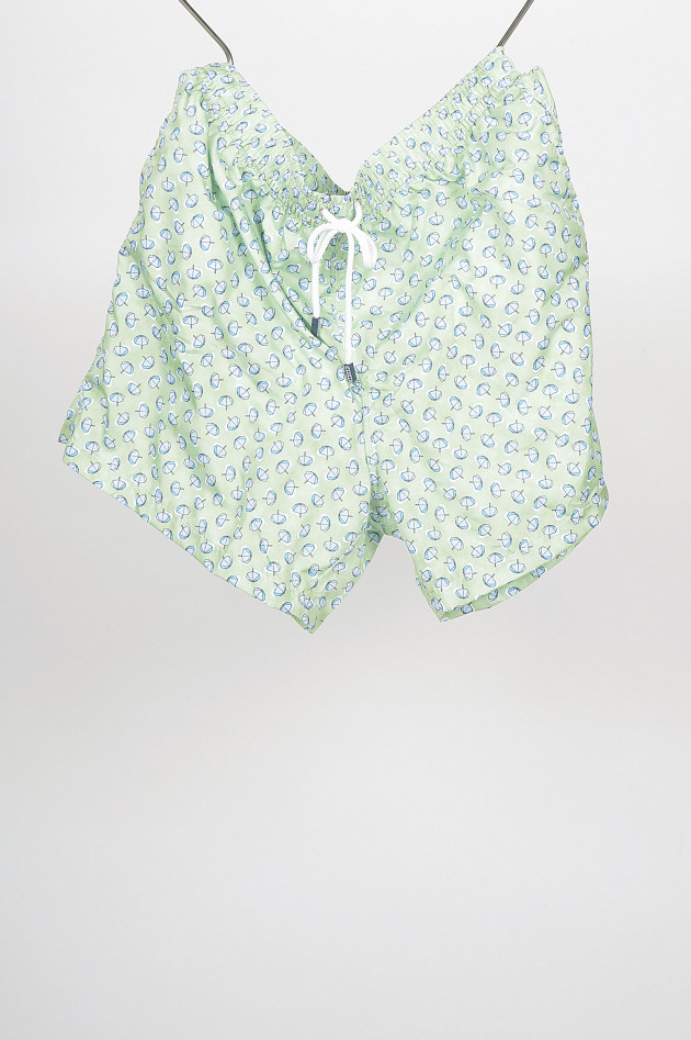 Fedeli Badehose mit Sonnenschirmprint in Grün