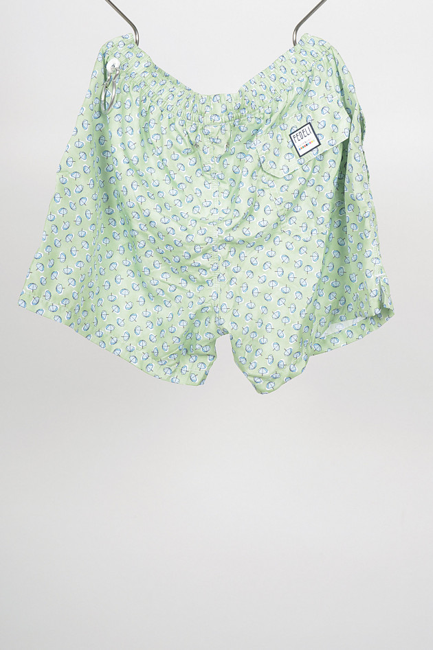 Fedeli Badehose mit Sonnenschirmprint in Grün