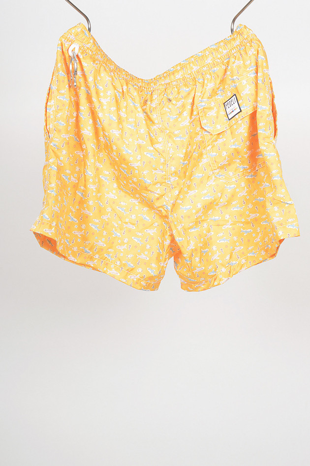 Fedeli Badehose mit Haiprint in Orange