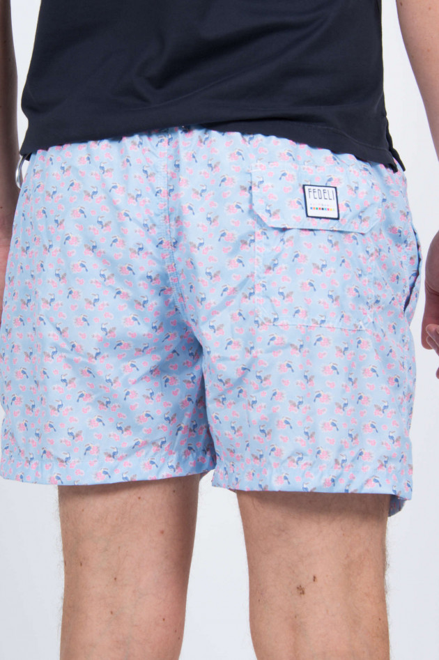 Fedeli Florale Badehose mit Animalprint in Hellblau