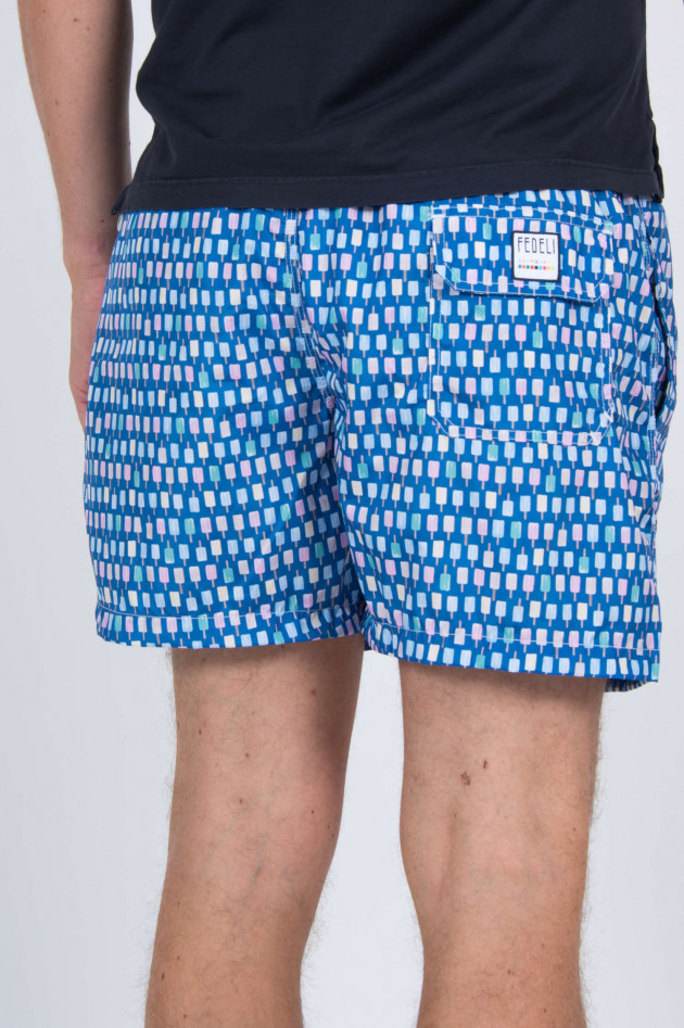 Fedeli Badehose mit Eis am Stiel-Print in Navy