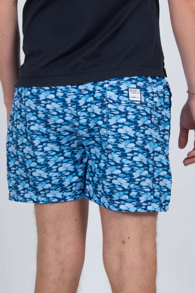 Fedeli Badehose mit Wal-Print in Navy