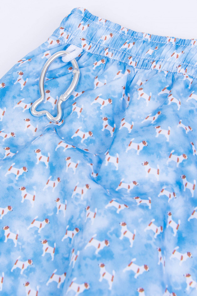 Fedeli Badeshorts mit Hunde-Print in Hellblau