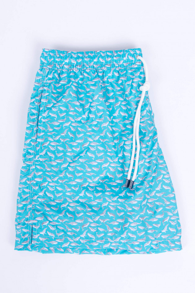 Fedeli Badeshorts mit Wal-Print in Türkis