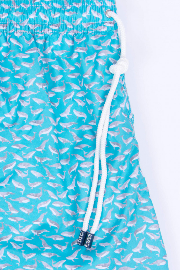 Fedeli Badeshorts mit Wal-Print in Türkis