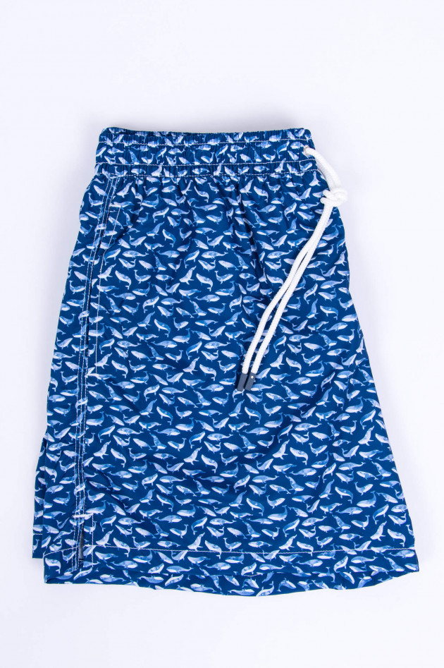 Fedeli Badeshorts mit Wal-Print in Navy