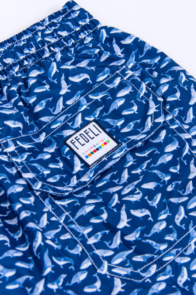 Fedeli Badeshorts mit Wal-Print in Navy