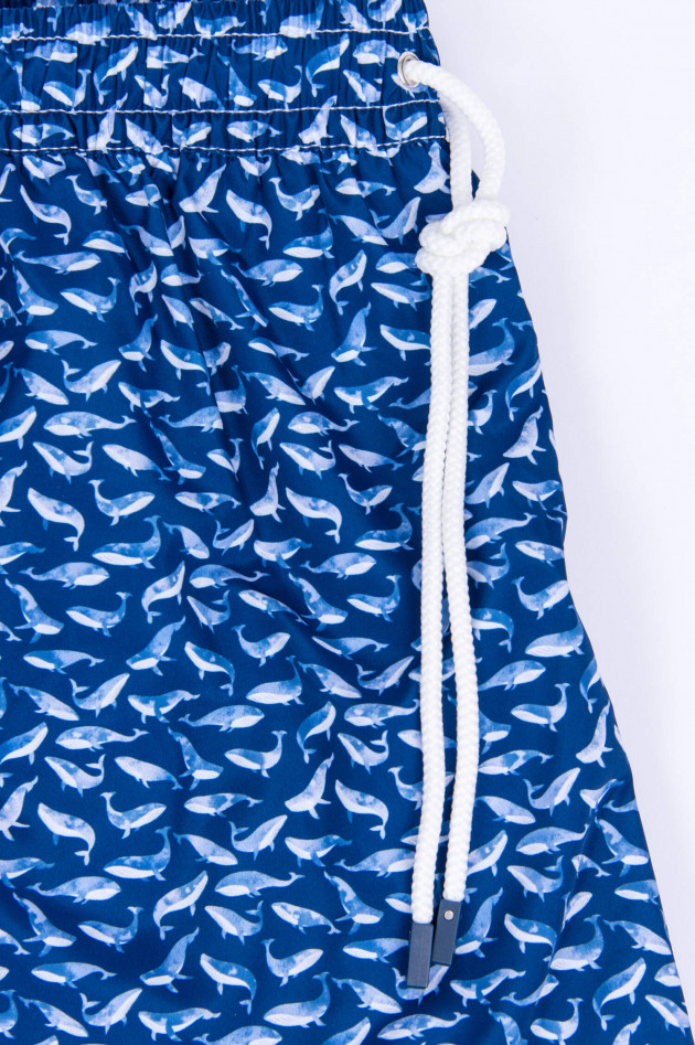 Fedeli Badeshorts mit Wal-Print in Navy
