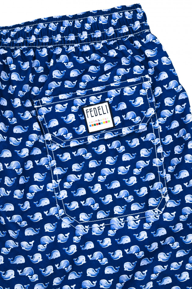 Fedeli Badehose MADEIRA mit Print in Navy