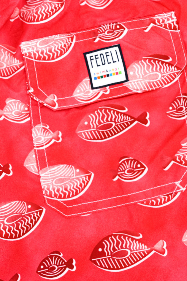 Fedeli Badehose MADEIRA mit Print in Rot