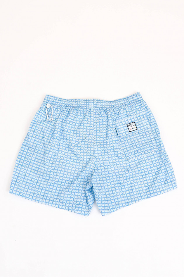 Fedeli Badehose mit Micor-Krabben-Print in Hellblau