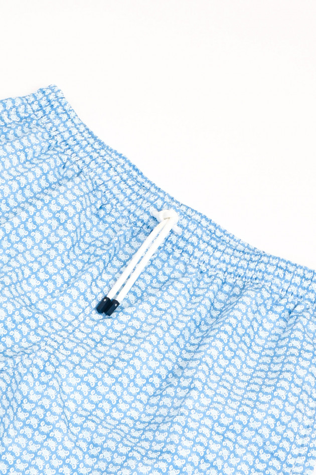 Fedeli Badehose mit Micor-Krabben-Print in Hellblau