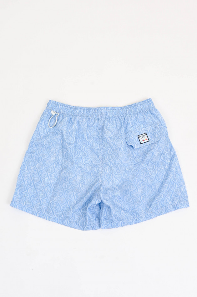 Fedeli Badehose mit Blättermotiv in Hellblau