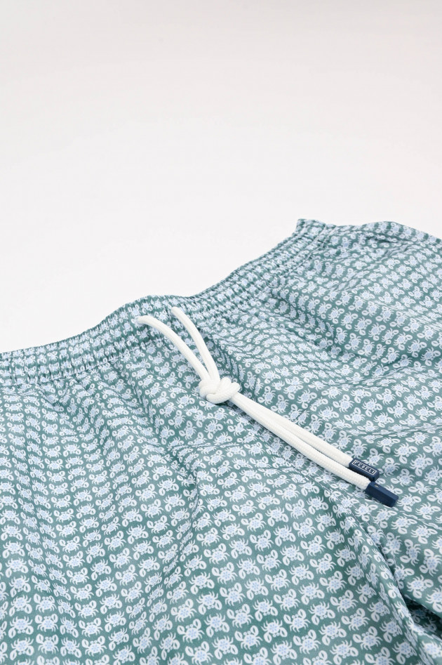 Fedeli Badehose mit Micor-Krabben-Print in Grün