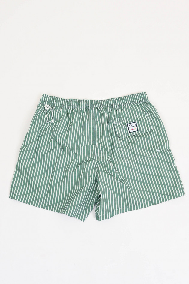 Fedeli Gestreifte Badehose in Grün/Weiß
