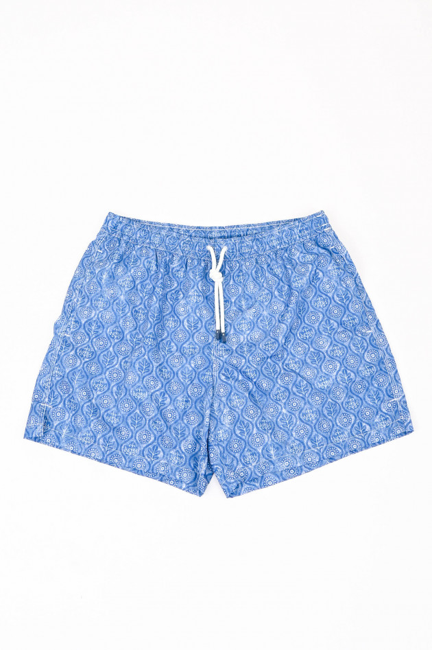 Fedeli Badehose mit Mosaikmuster in Blau