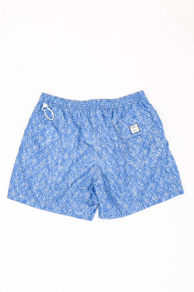 Fedeli Badehose mit Mosaikmuster in Blau