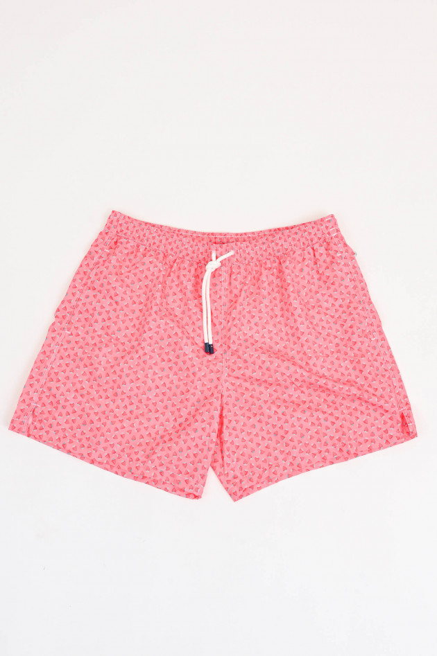 Fedeli Badehose mit Micro-Erdbeer-Print in Rot