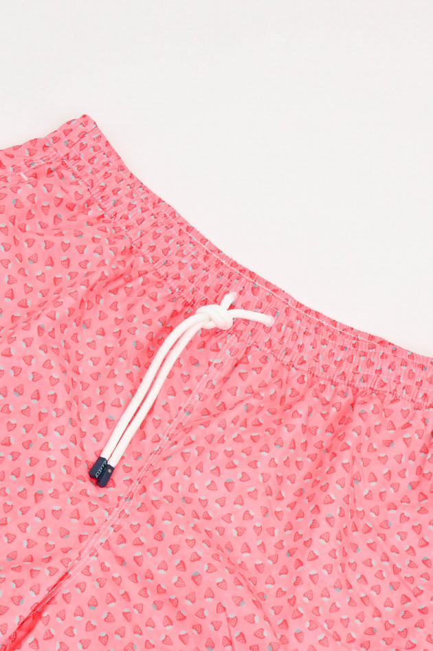 Fedeli Badehose mit Micro-Erdbeer-Print in Rot