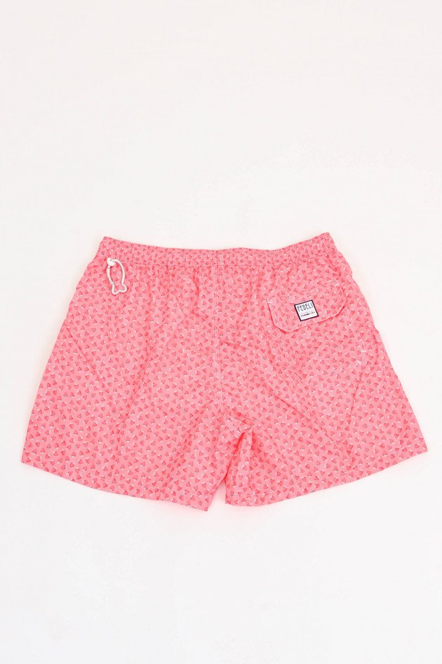 Fedeli Badehose mit Micro-Erdbeer-Print in Rot