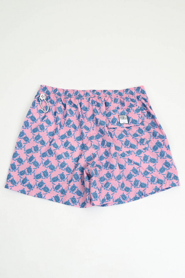 Fedeli Badehose mit Schildkröten-Muster in Rosa/Blau