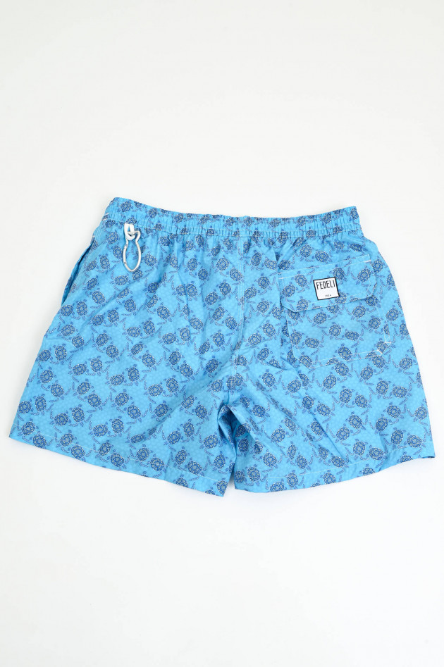 Fedeli Badehose mit Schildkröten-Muster in Türkis